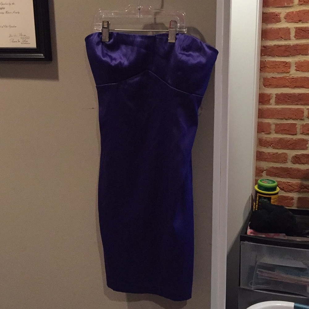 Strapless dark blue dress